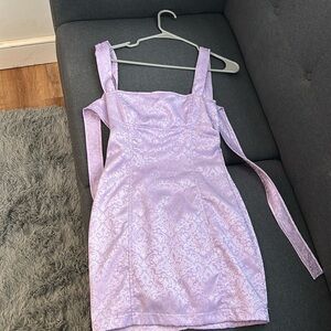 Purple open back mini dress
